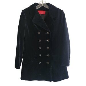 LA FLAQUE de PARIS Vintage Black Velvet Long Double Breasted Jacket